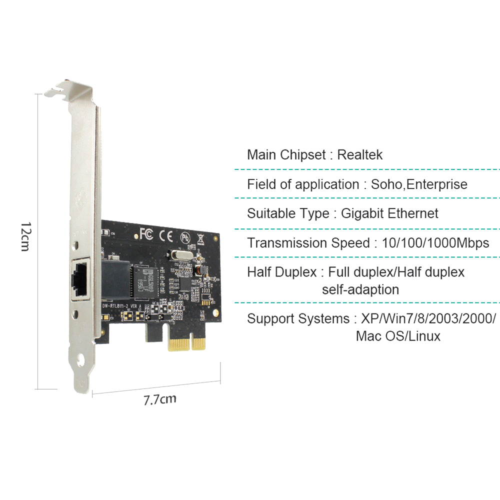 Gigabit Ethernet PCI-Express Network Card 10/100/1000Mbps PCI-E Network Adapter RJ45 LAN Adapter Controller Converter RTL8111