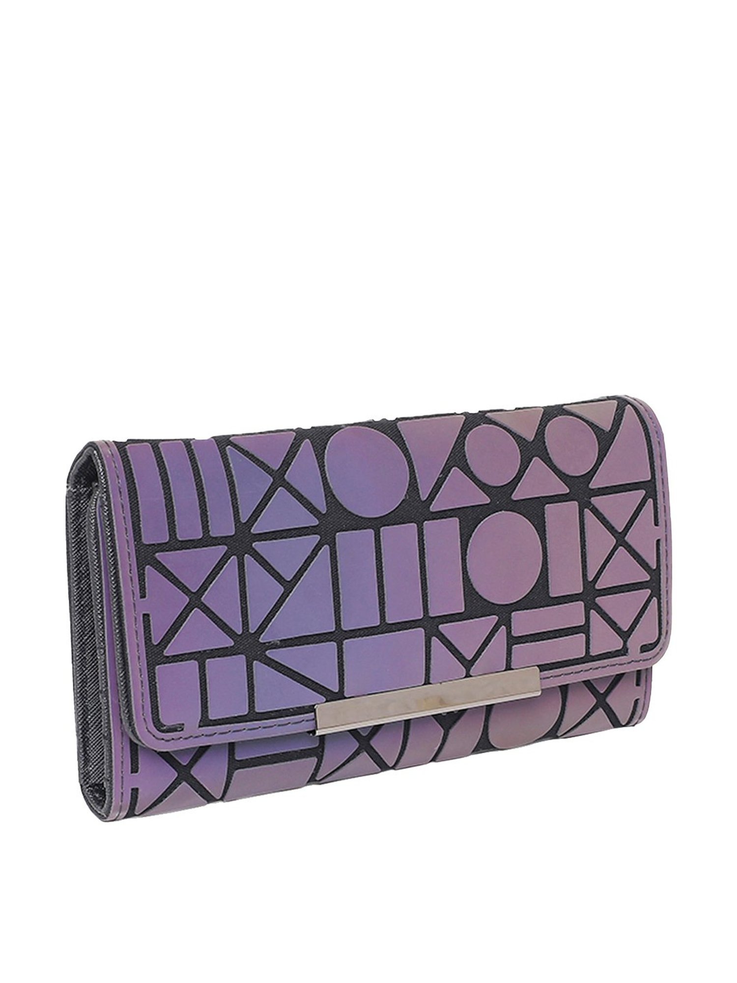 Baomi Purple Textured Tri-Fold Wallet