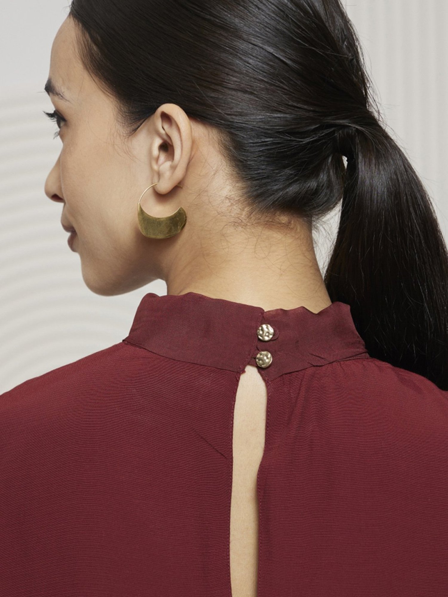 Artagai Tawny Port Elevated Basics Mock Neck Midi Dress