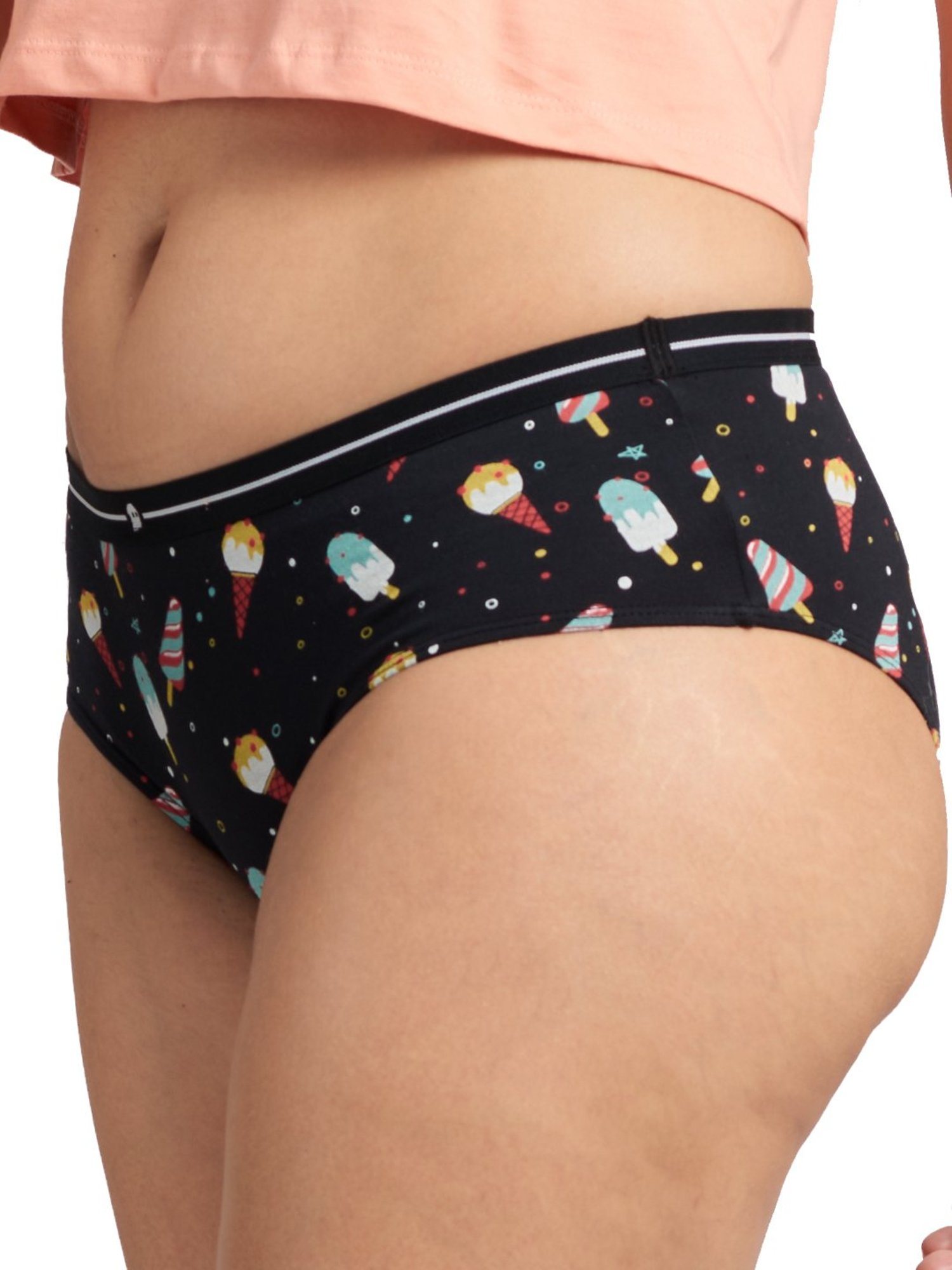 The Souled Store Black Printed Hipster Panty