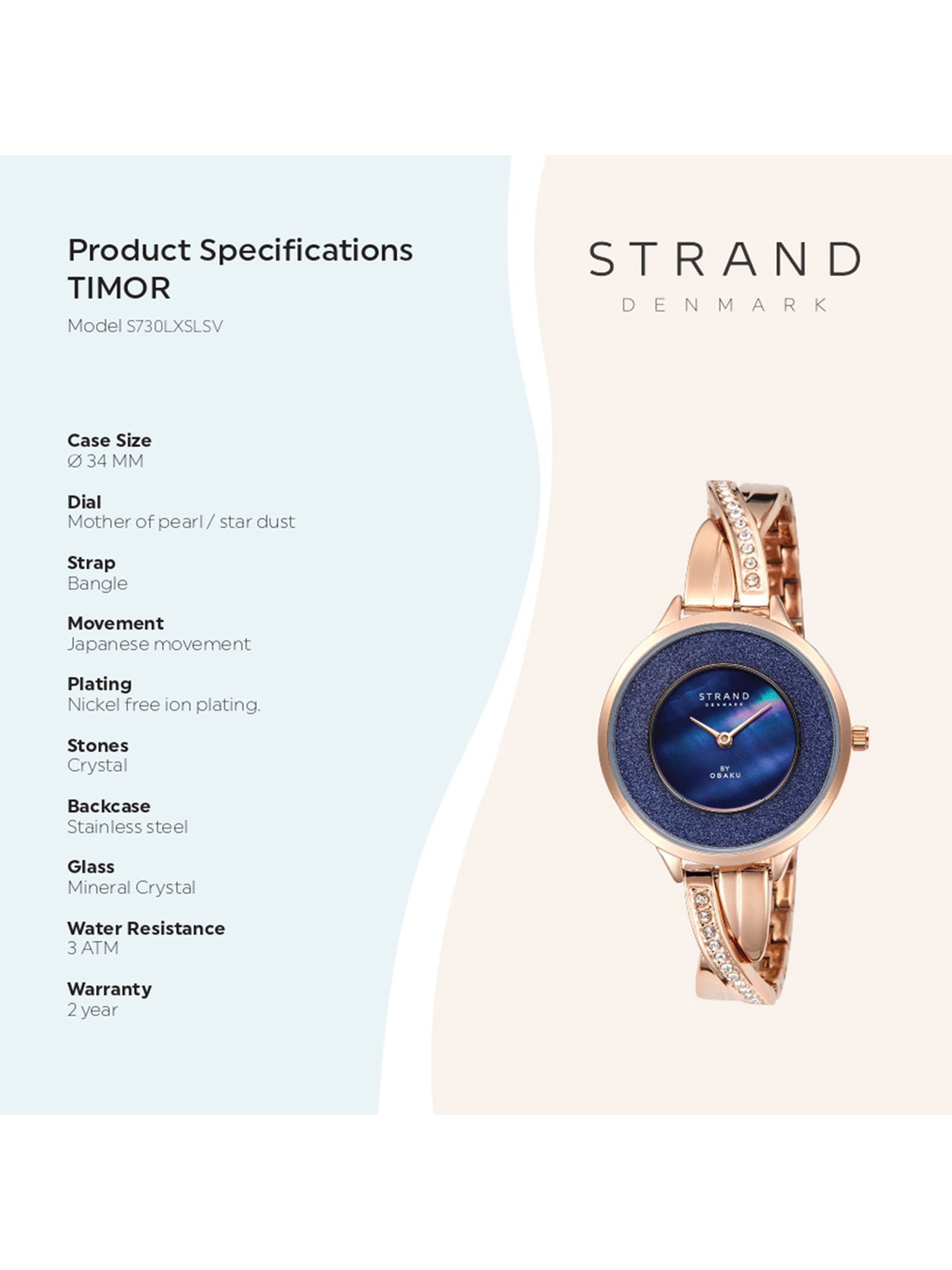 Strand By Obaku S730LXVLSV Timor Lapis Analog Watch for Women