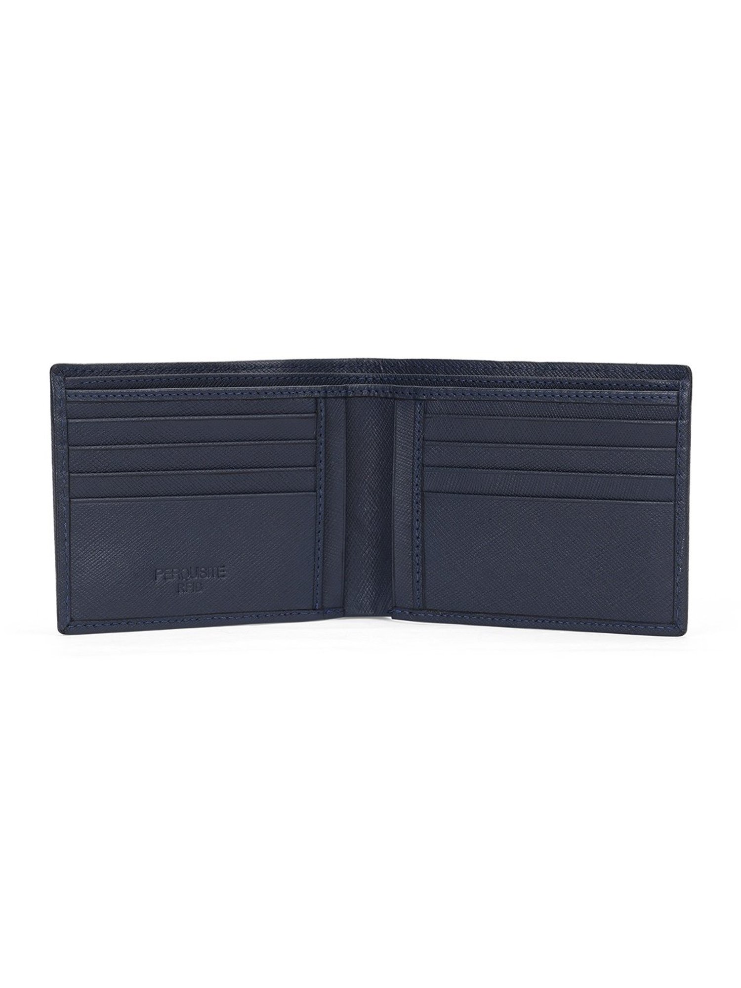 PERQUISITE Navy Casual Leather Bi-Fold Wallet for men