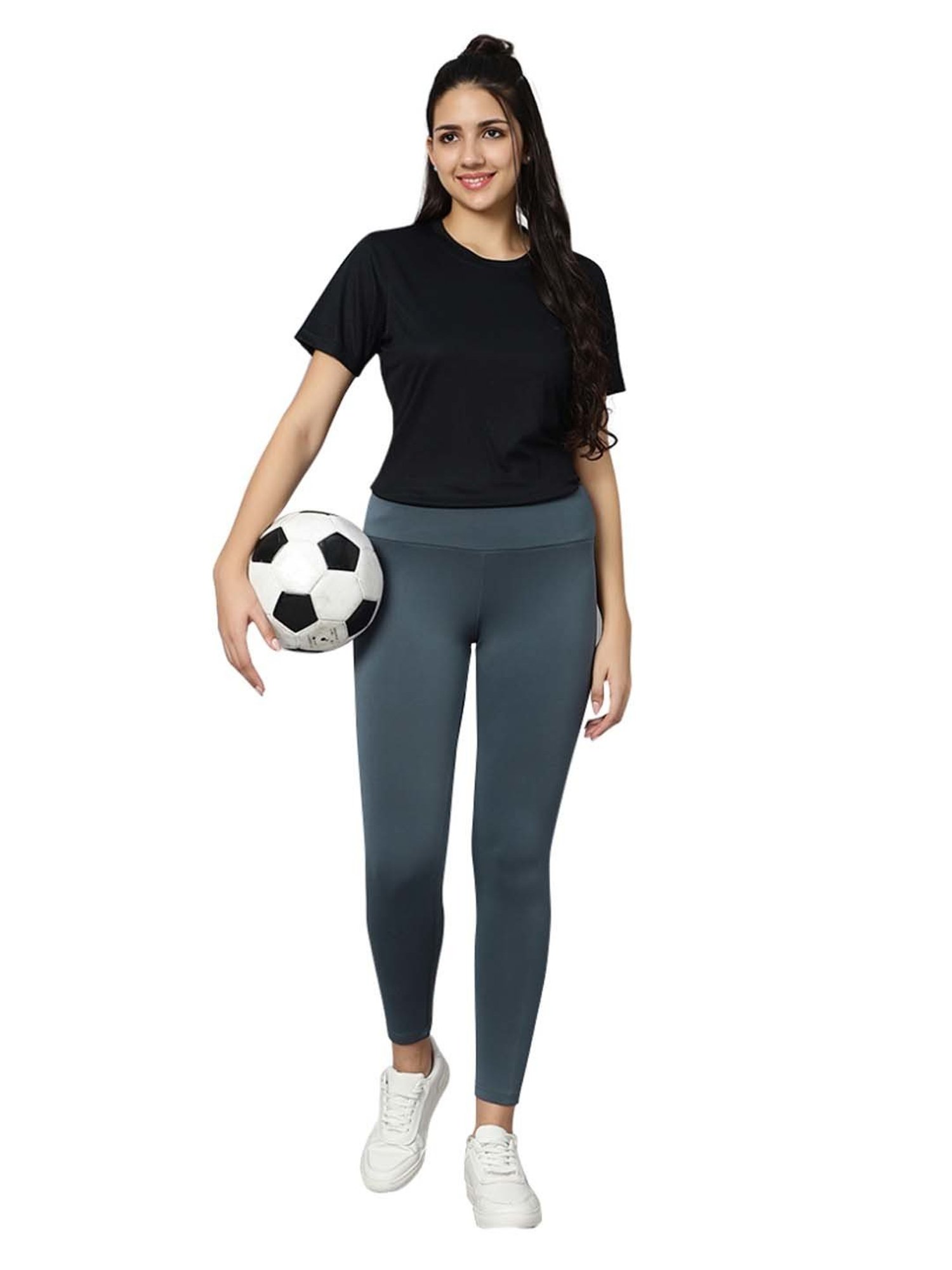 Omtex Grey Mid Rise Sports Tights