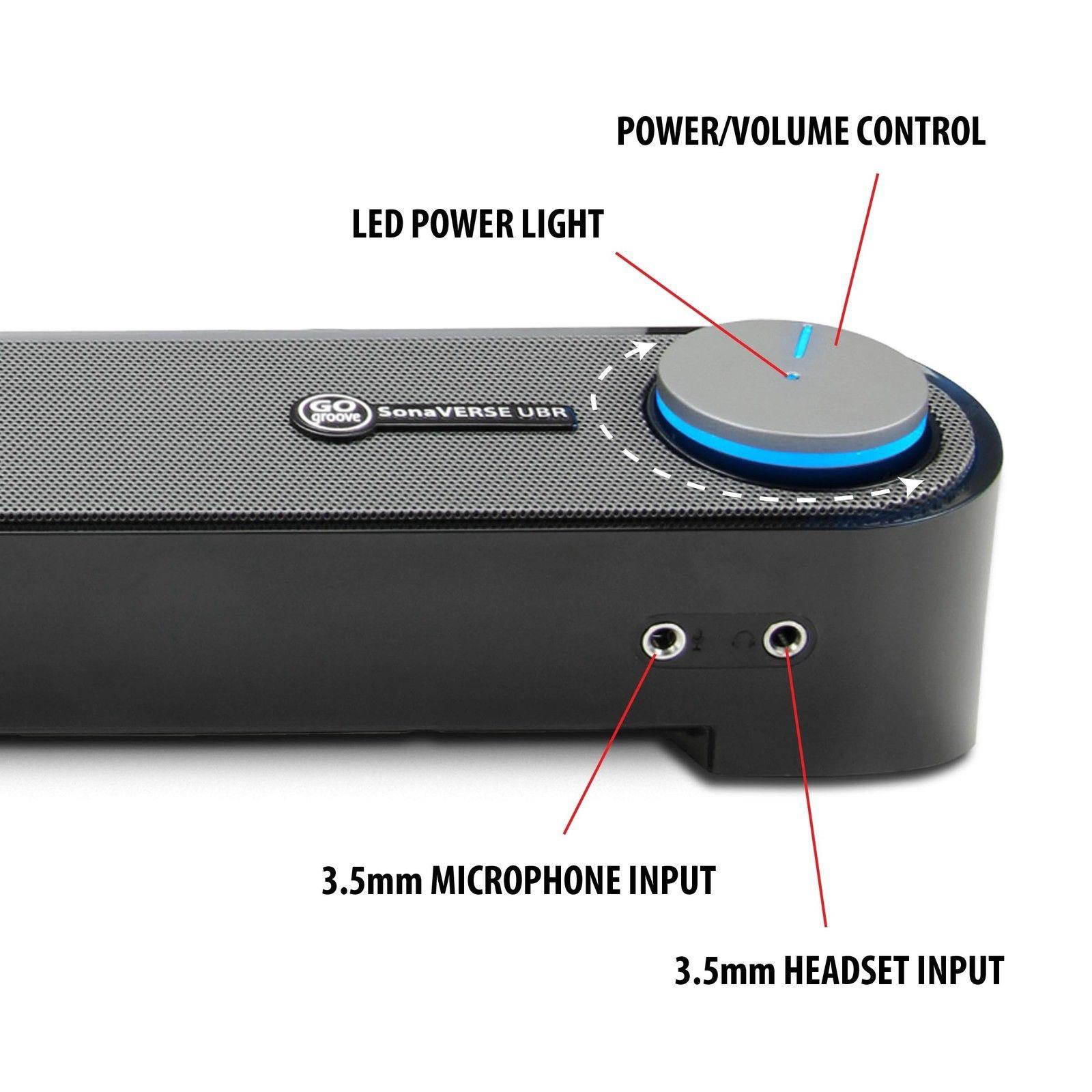 UBR PC Computer Speaker Soundbar 6W with Angled Design 3.5mm Headphone