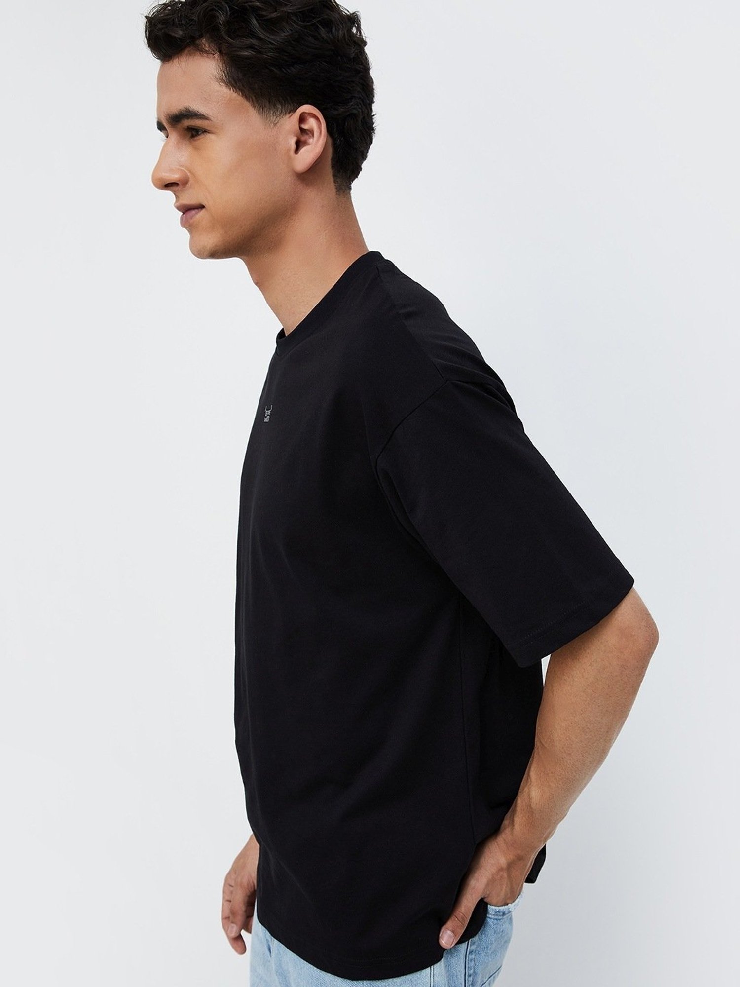 Forca Black Cotton Regular Fit T-Shirt