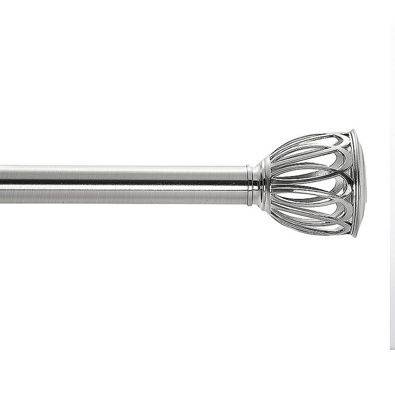 36"-72" Drapery Single Rod Set Finials Traditional Brushed Nickel Cage - Lumi