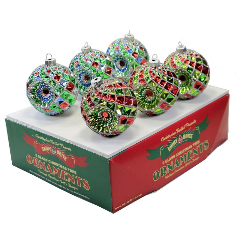 Shiny Brite 3.25" Holiday Splendor Faceted Rounds Ornament Set 6 Reflectors  -  Ornament Sets