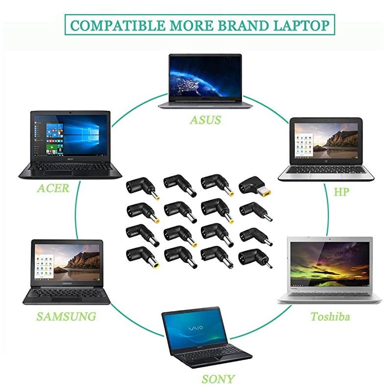90W AC Universal Laptop Charger 15V 16V 185V 19V 195V 20V Power Adapter Supply for ASUS HP Dell Toshiba IBM Lenovo Acer Samsung Sony Fujitsu Gateway Notebook Ultrabook with 16 DC Jack