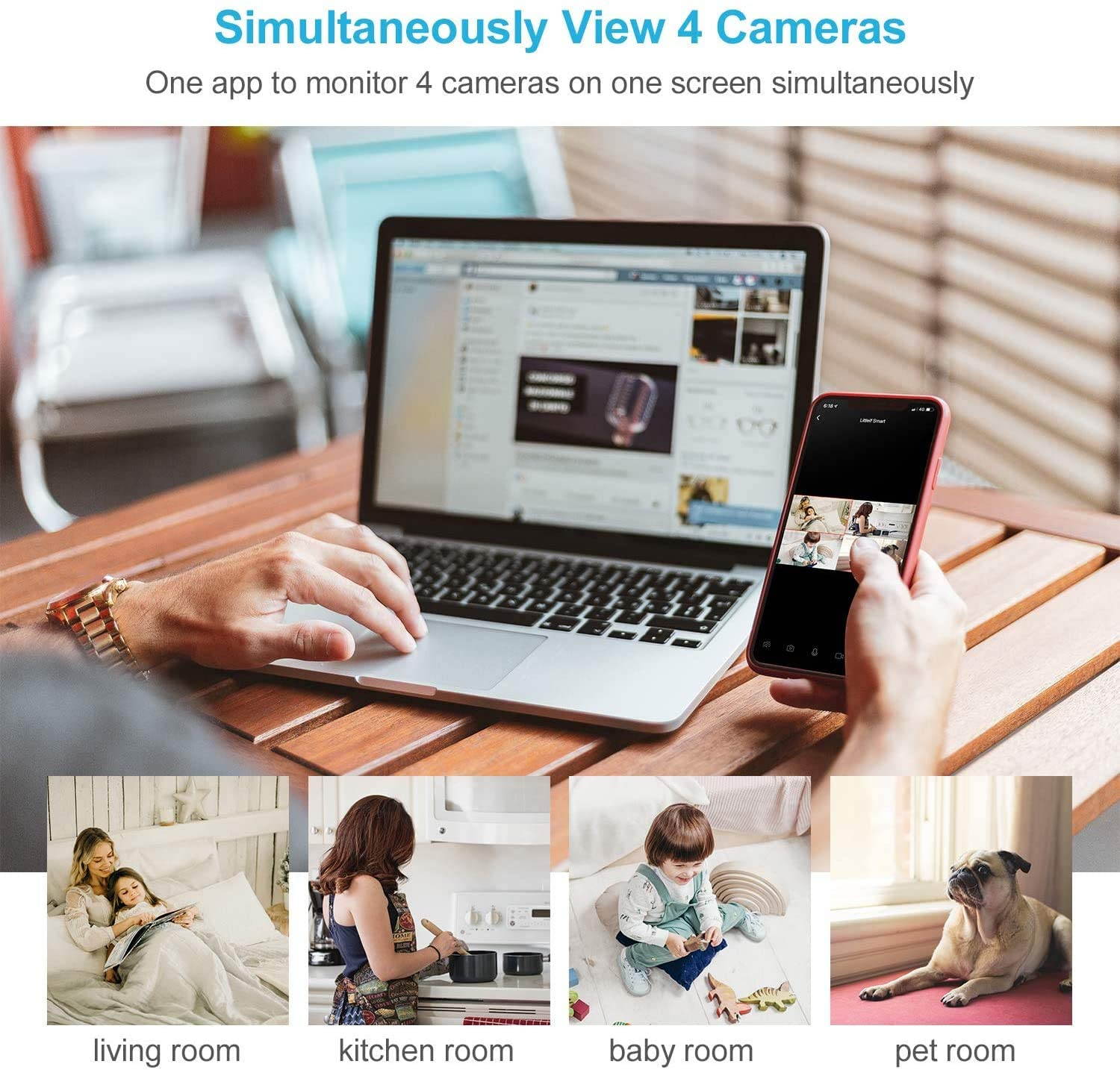 Home Security Camera, Littlelf 1080P FHD Indoor WiFi Wireless Camera with 2-Way Audio, Night Vision, Motion Detection for Pet/Elder/Baby Monitor, Cloud Storage and MicroSD Support (Not Included)