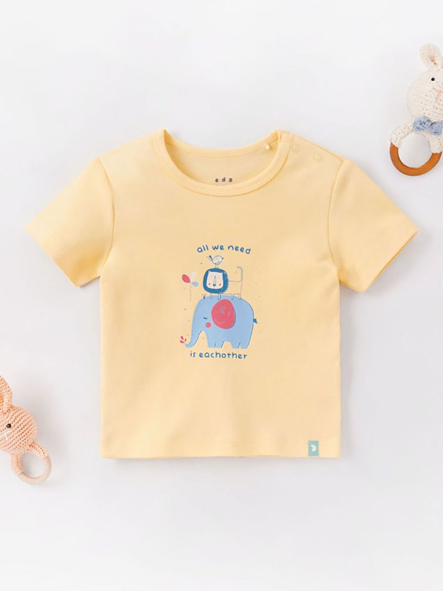 Ed-a-Mamma Baby Yellow Printed T-Shirt