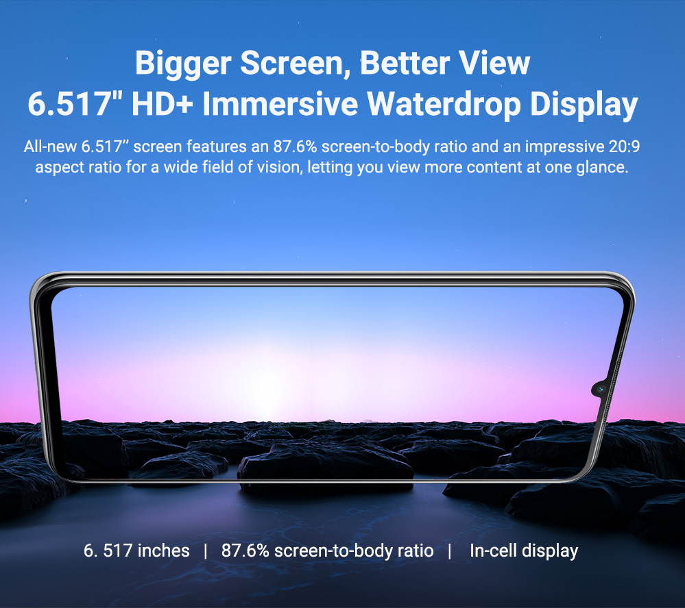 Blackview A70 mobile, 3GB + 32GB, 5380mAh, Android 11.0, Octa Core, 4G, 6.51 "HD + 13MP Rear camera, Facial ID, Fingerprint recognition