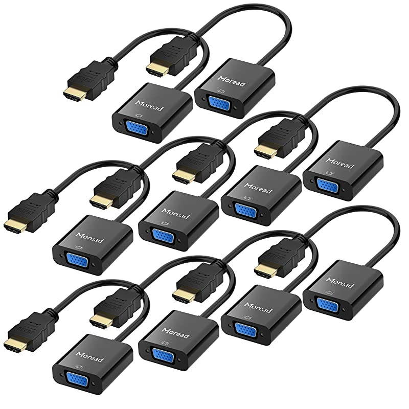 HDMI to VGA ,10 Pack,  Gold-Plated HDMI to VGA Adapter (Male to Female) for Computer, Desktop, Laptop, PC, Monitor, Projector, HDTV, Chromebook, Raspberry Pi, Roku, Xbox and More - Black