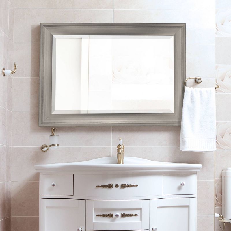 31.5" x 43.5" Two-Toned Frame Mirror Silver - Head West