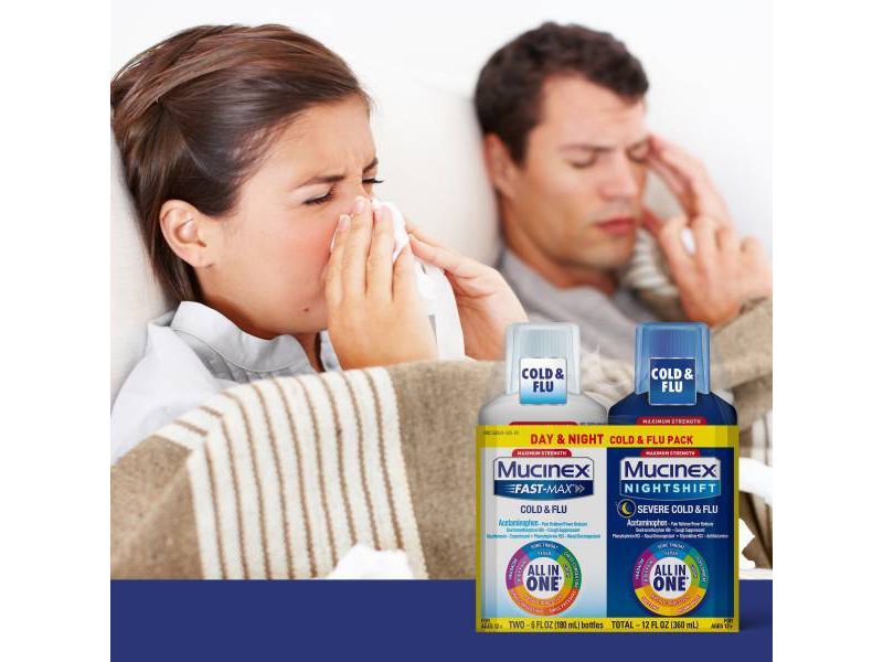 Mucinex Fast-Max Adult Liquid Cold & Flu Pack - Day & Night - 12 fl oz