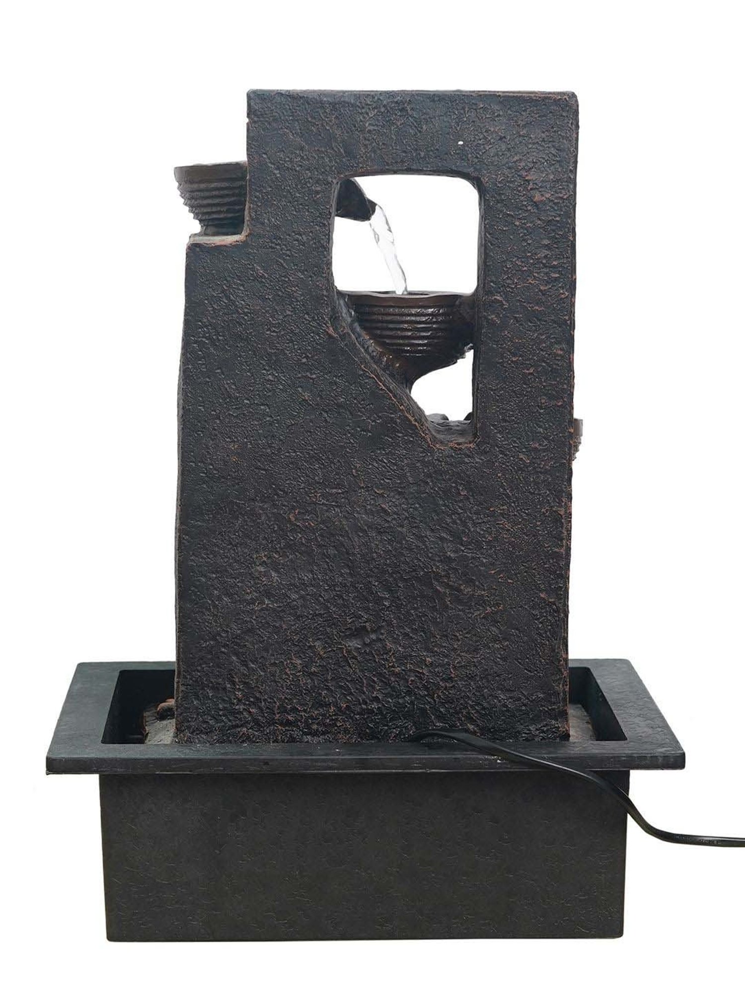 CHRONIKLE Black Polyresin Table Top 4 Steps Waterfall Fountain