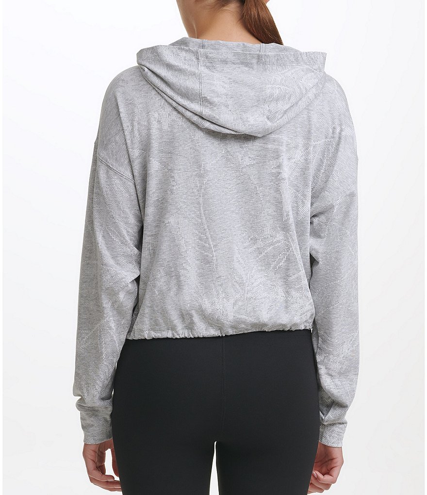 DKNY Sport Pixel Palm Cropped Hoodie Sweatshirt