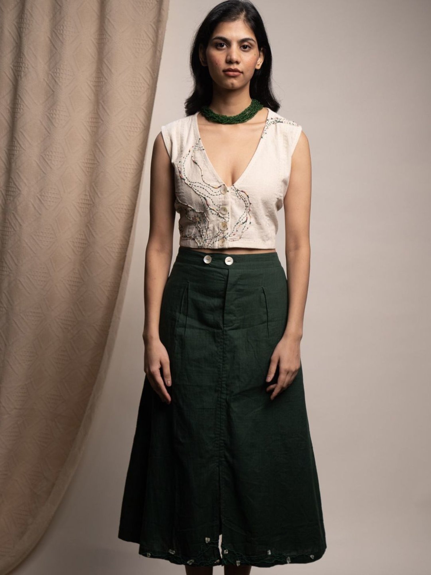 Lafaani Green Rewind Flared Skirt