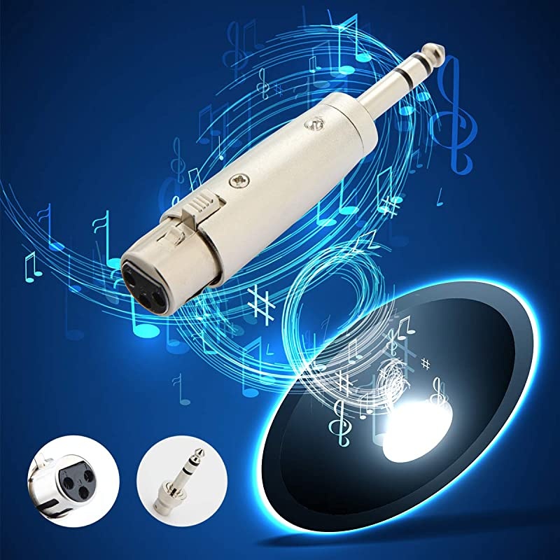XLR 3 pin Female to 1/4 Adapter, 6.35mm TRS Stereo Plug to XLR Female Audio Adapter Gender Changer Connector, Silver, 1 Pack -