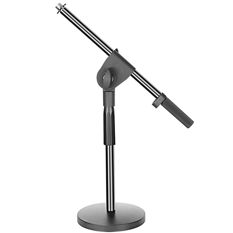Desktop Microphone Stand with Boom Arm 58inch Threaded Mount for Dynamic Condenser Microphones Height Ranges 1521 inches Metal Weighted Base for Recording and Podcasting