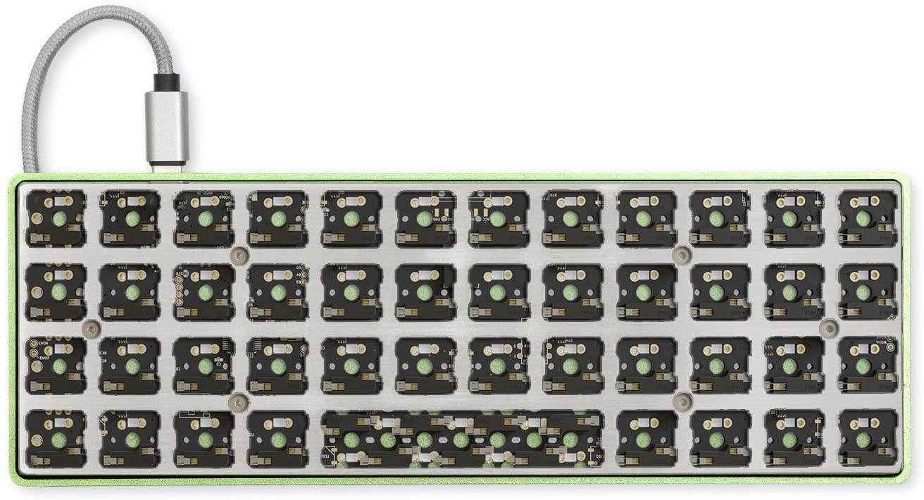 Drop Planck Mechanical Keyboard Kit V6 &mdash; DIY Compact 40% Ortholinear Layout, Kaihua Hotswap Sockets, Programmable PCB, USB-C, and Aluminum Case (High-Pro, Green)