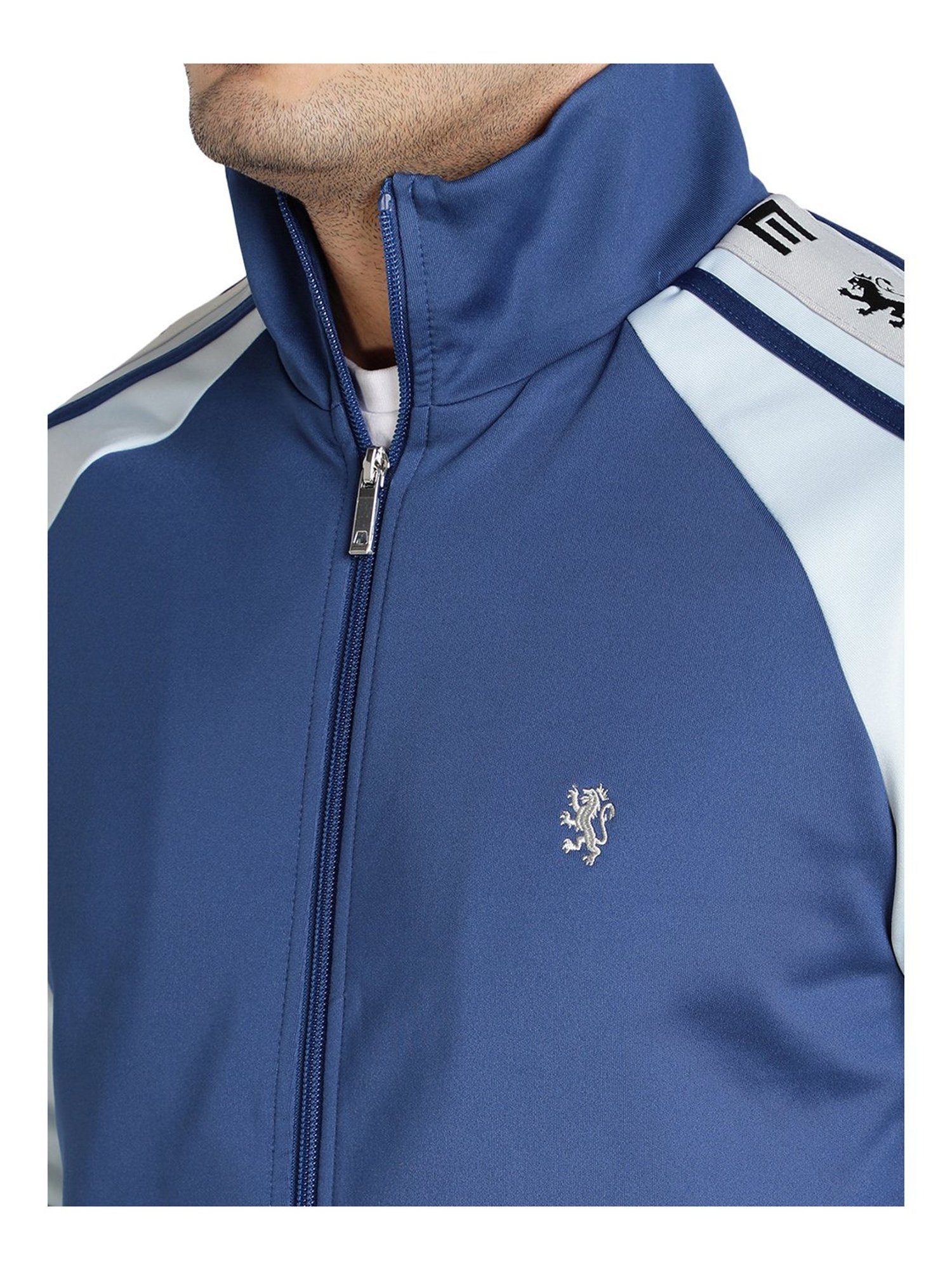 Red Tape Blue Polyester Mock Collar Jacket