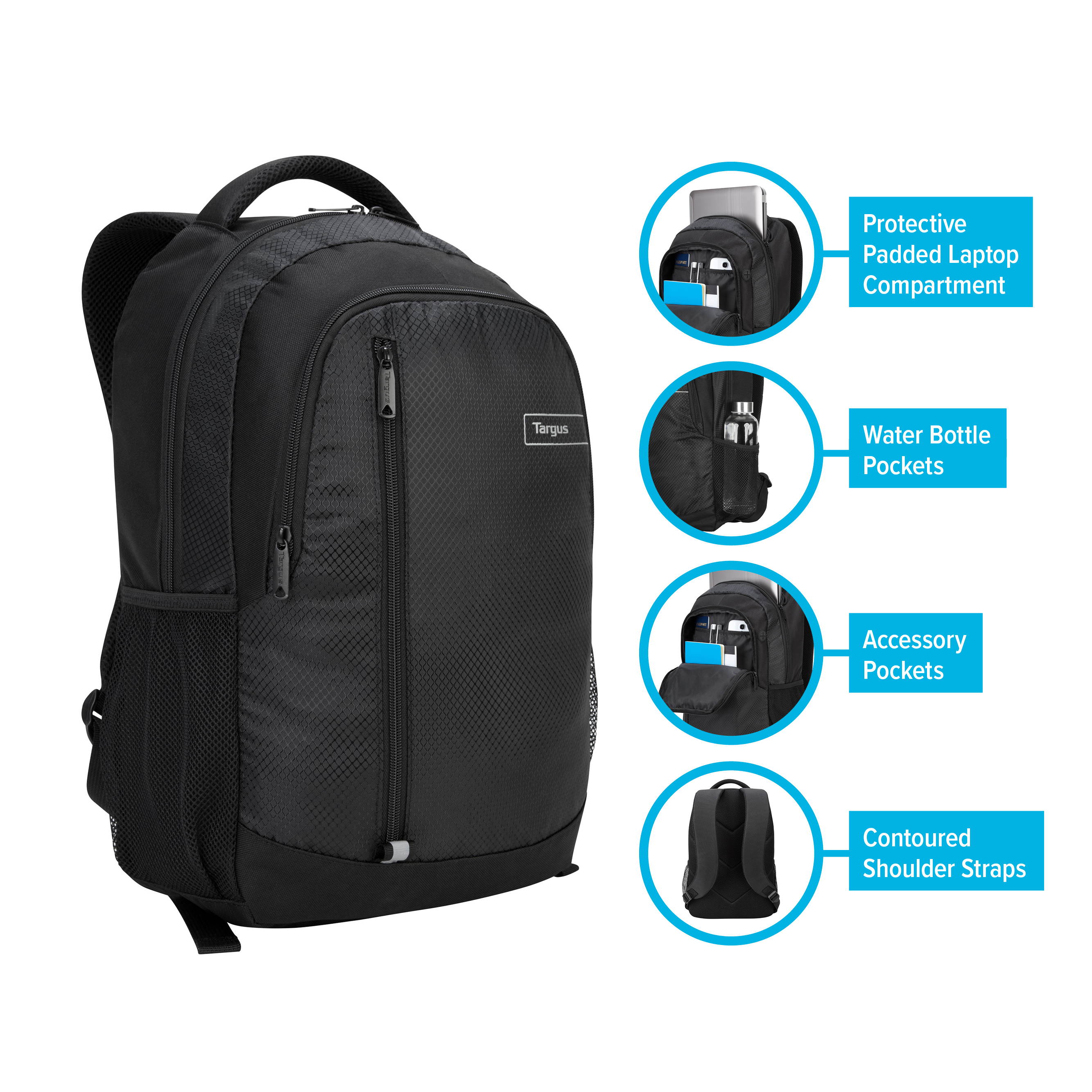 Targus 15.6" Sport Backpack (Black) - TSB89104US