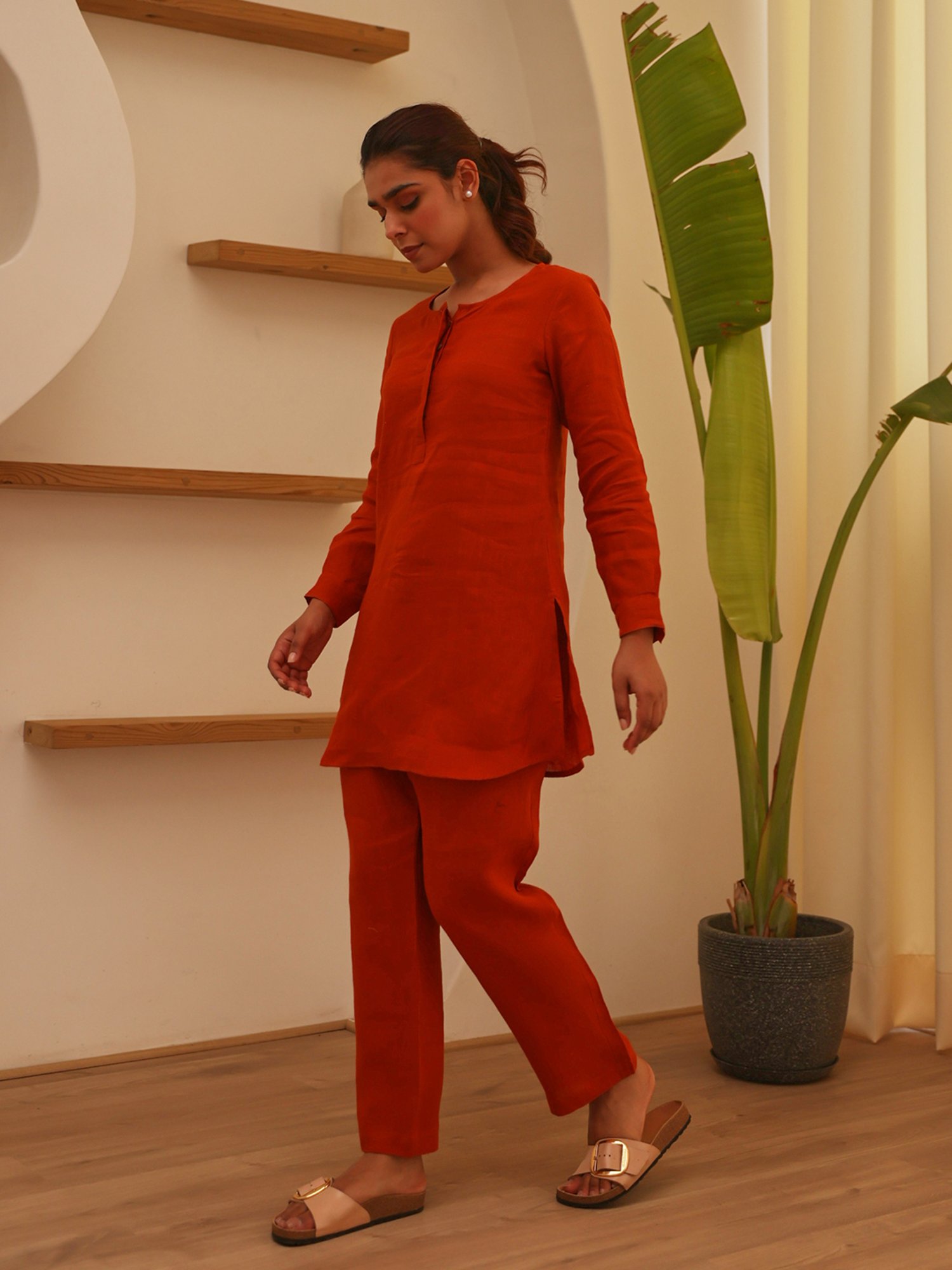 Ekohum Rust Kurta With Pants