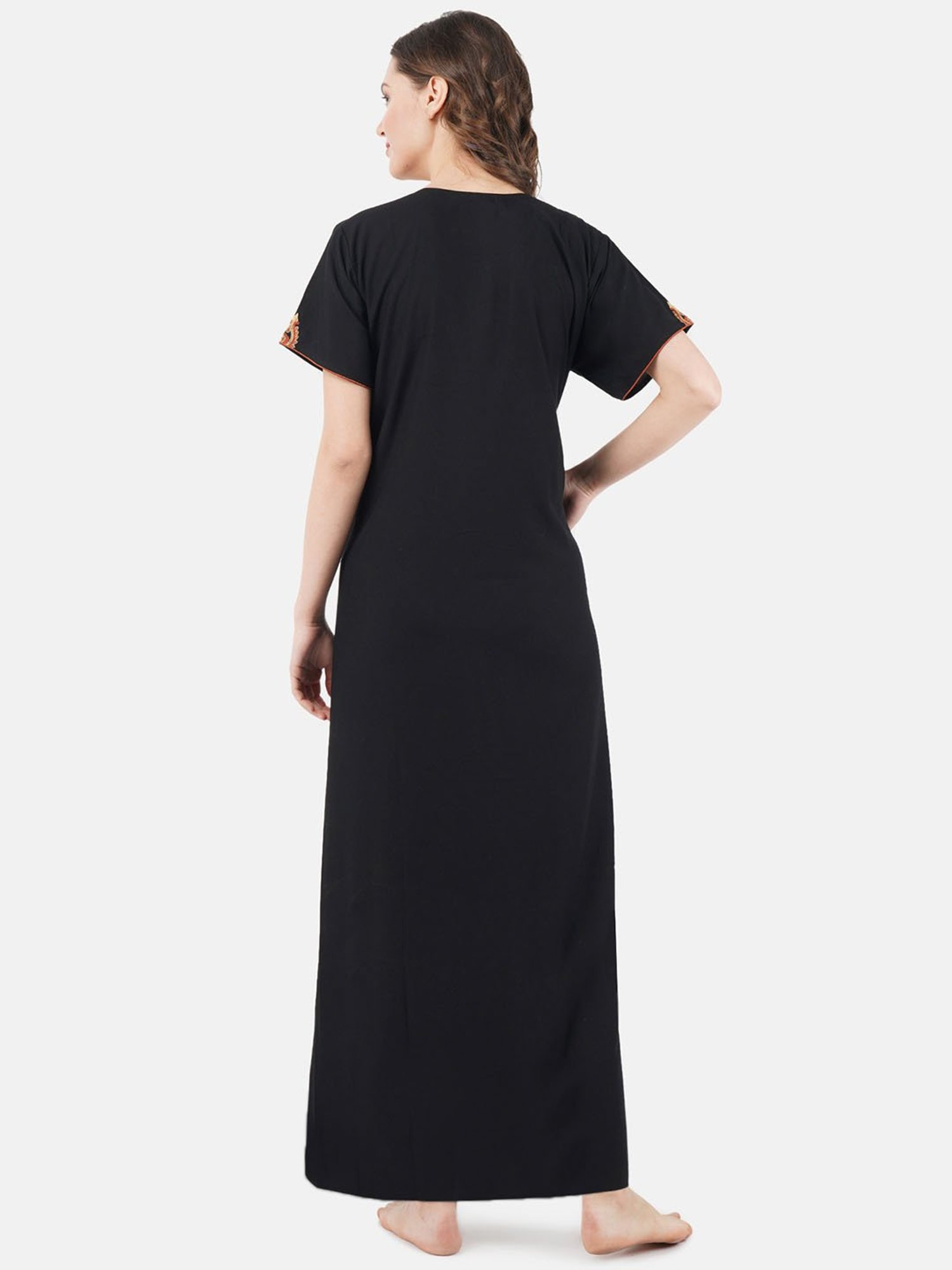 KOI SLEEPWEAR Black Embroidered Nighty