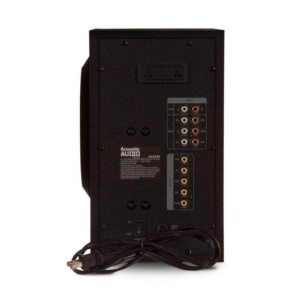 Acoustic Audio AA5240 Home Theater 5.1 Bluetooth Speaker System with USB and 2 Extension Cables