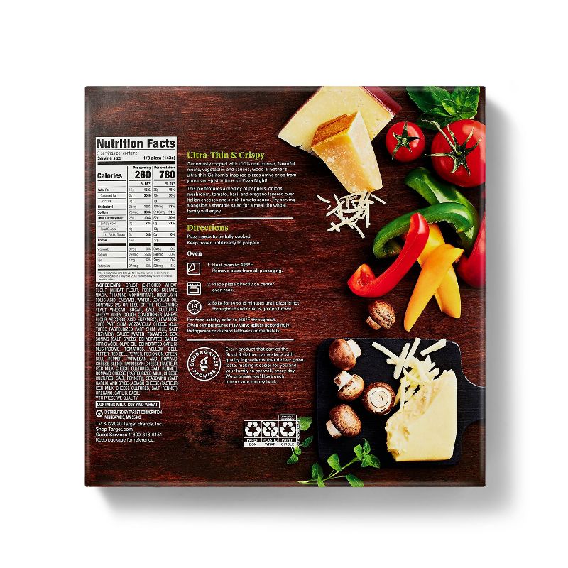 Thin Crust Roasted Vegetable Frozen Pizza - 15.15oz - Good & Gather™