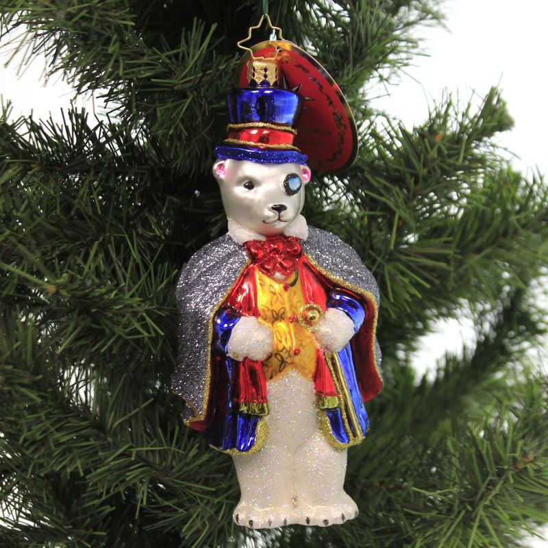 Christopher Radko 7.0" Polar Eyes-Ing Ornament Bear Monocle Grand  -  Tree Ornaments