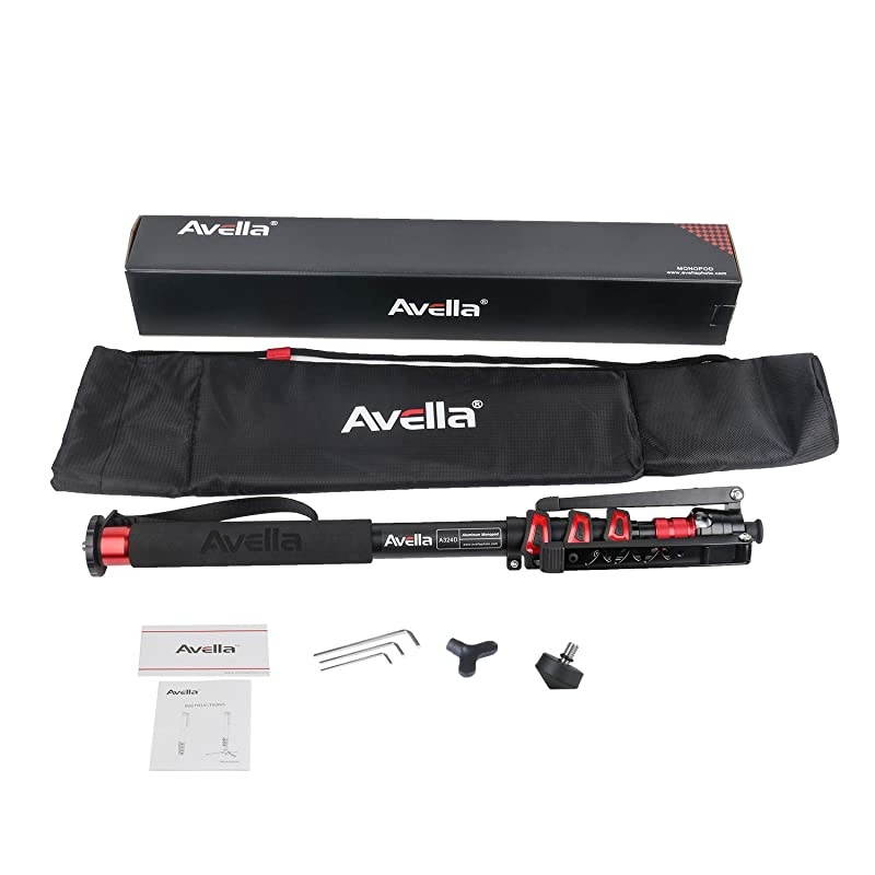 A324D Aluminum 67 Inch Video Monopod 4 Section with Tripod Feet Compatible for DSLR Camera Camcorder