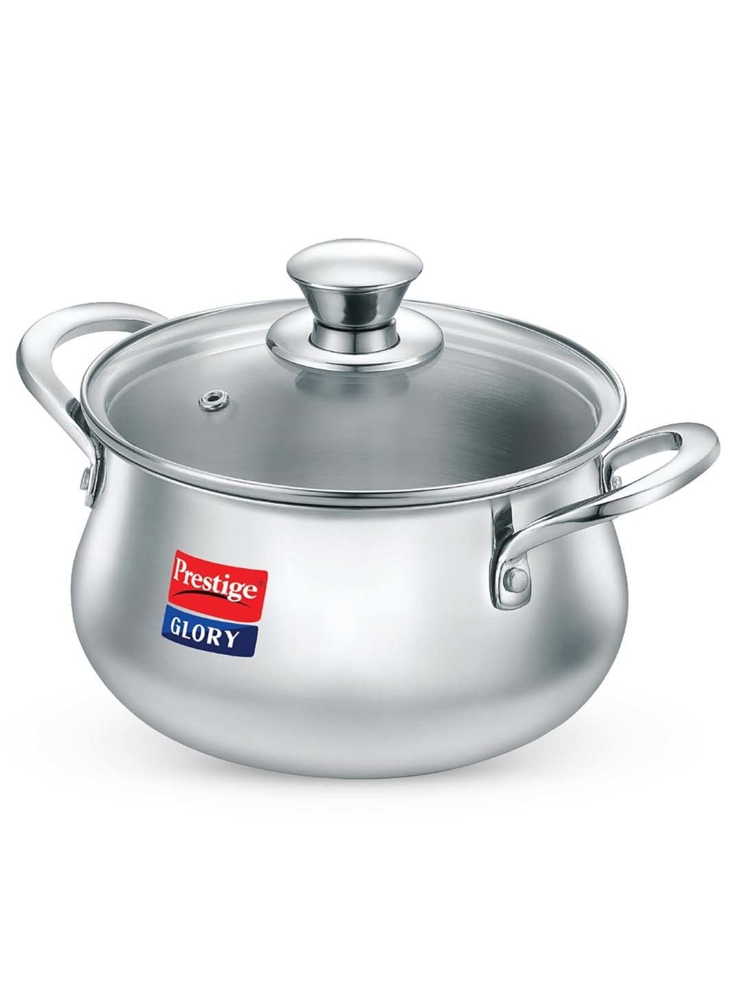 Prestige Silver Stainless Steel 22 cm Glory Cookware Handi With Glass Lid (5 L)