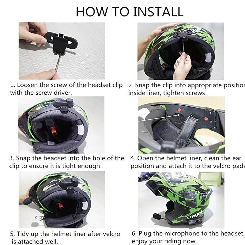 Motorcycle Communication System, T-COMVB Helmet Bluetooth Headset Intercom with Soft Corded Microphone for Motorbike Skiing (Range-800M/2-3Riders Pairing/Black)