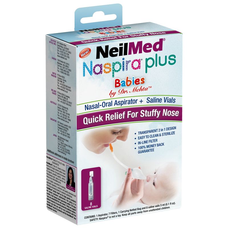 NeilMed Naspira Plus Babies Nasal-Oral Aspirator & Saline Vials