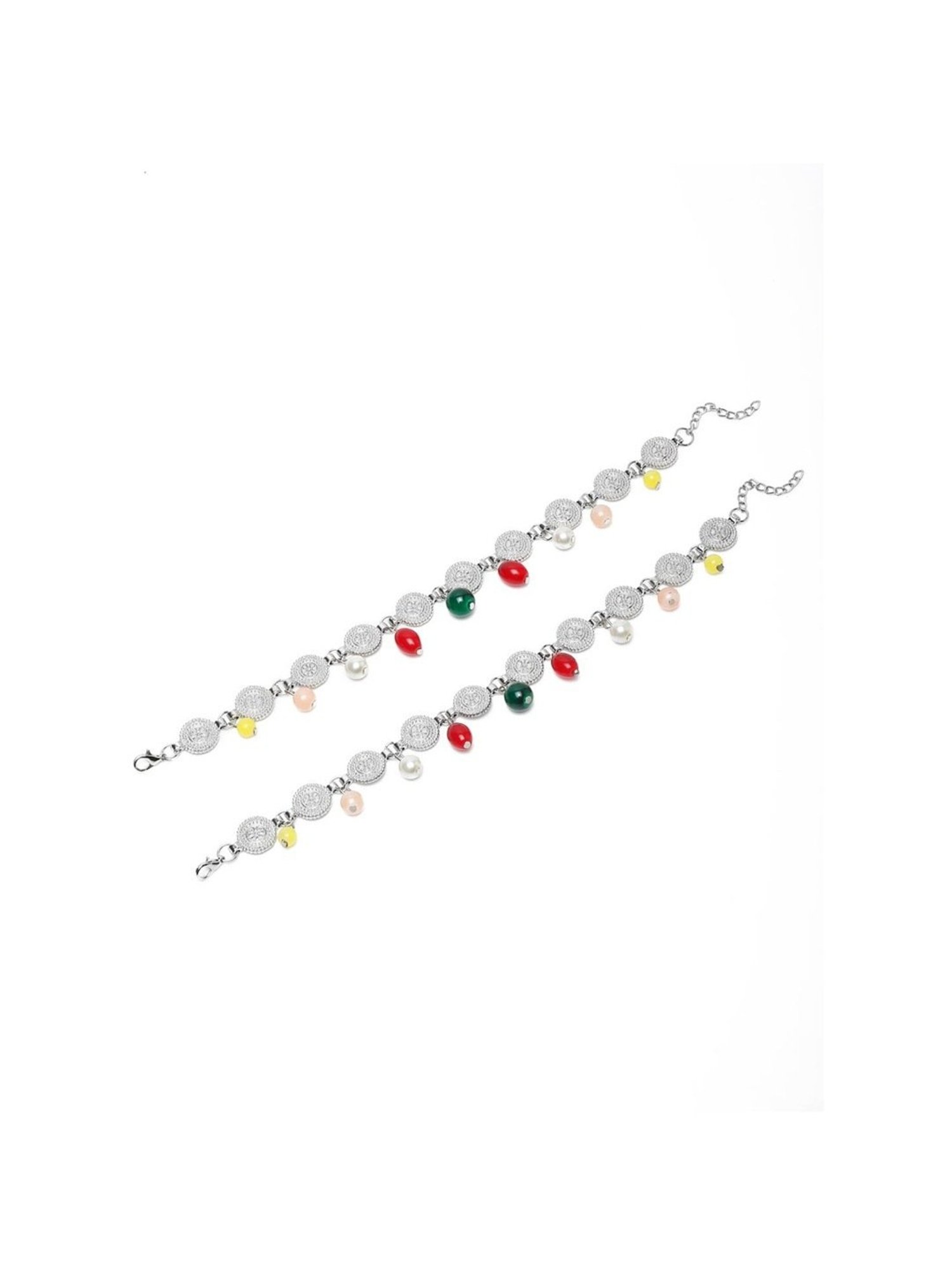 YouBella Gold-Plated Copper Strand Stylish Party Wear Anklets for Women - Set of 2