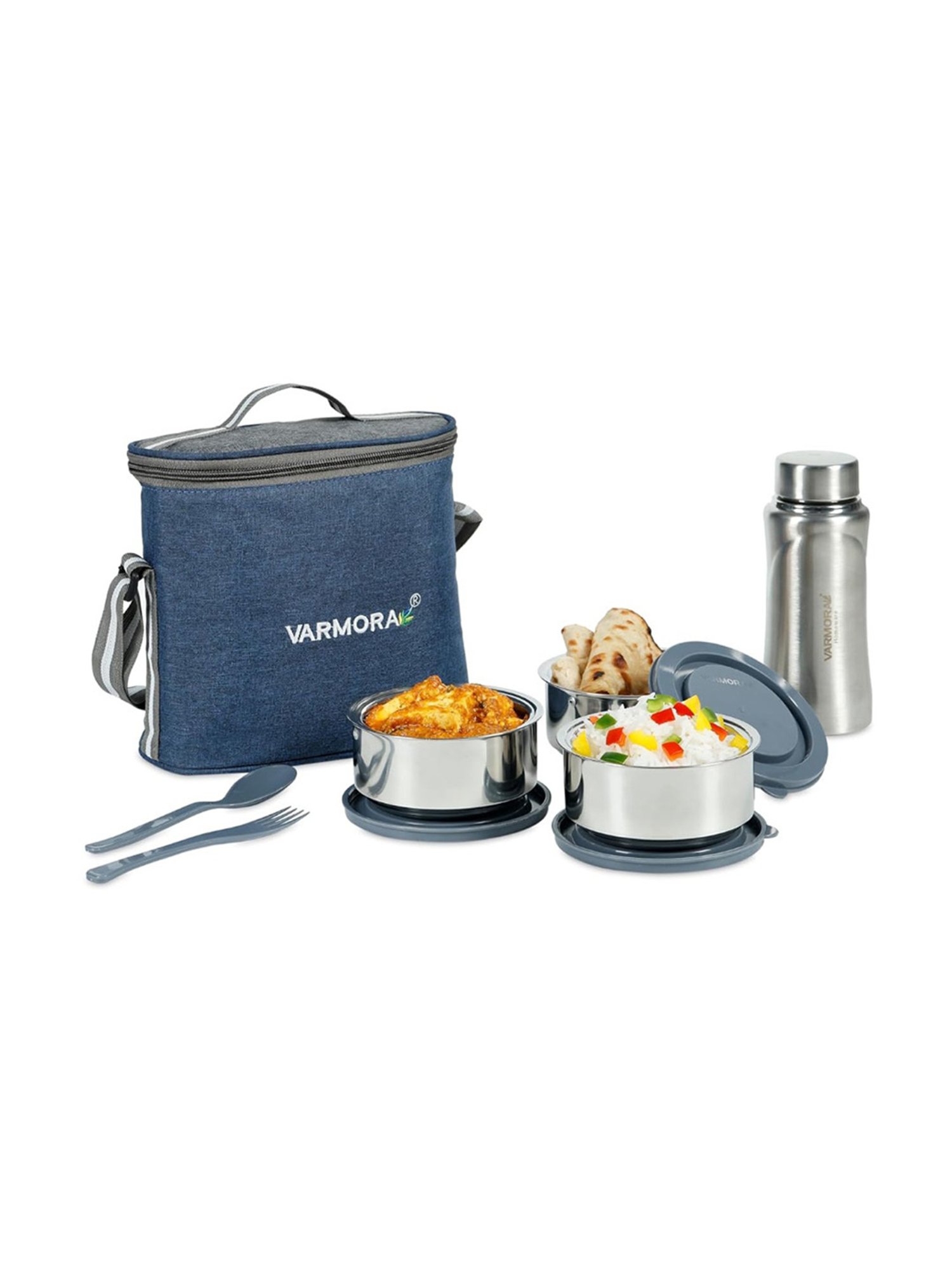 Varmora Hot-N-Fresh Grey Stainless Steel Lunch Box Set - 300 ml