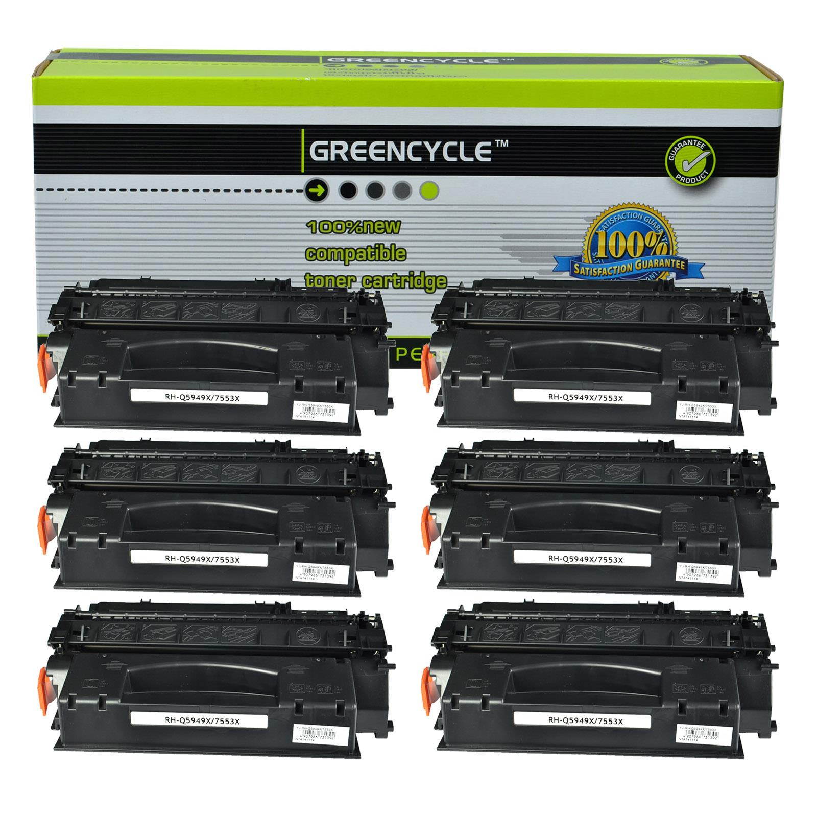 GREENCYCLE 6PK High Yield Compatible Q7553X 53X Black Toner Cartridge Replacement for HP LaserJet P2015 P2015x M2727 MFP