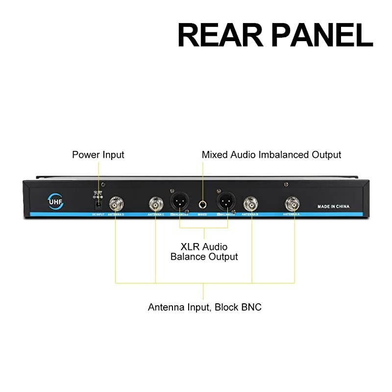 UT-120 True Diversity Long Range 2x100-Channel Professional UHF Wireless Microphone System with 2 Handheld Mics,All Metal,Selectable Frequency,Up to 390Ft,for Party,Karaoke,Stage