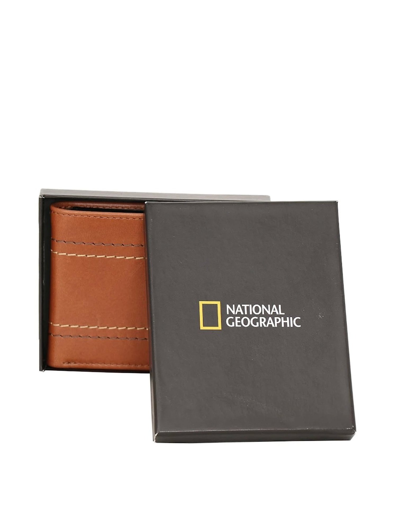 National Geographic Tan Solid Rfid Bi-Fold Wallet for Men