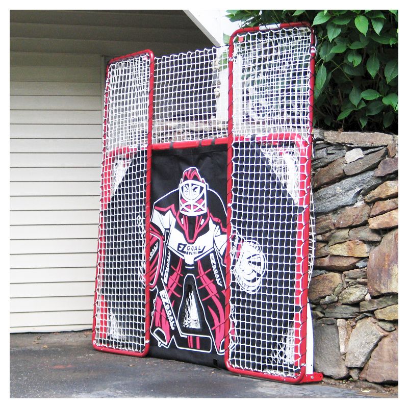 EZ Goal Folding Metal Hockey Goal with Backstop-Targets & Shooter Tutor - 6'x4'