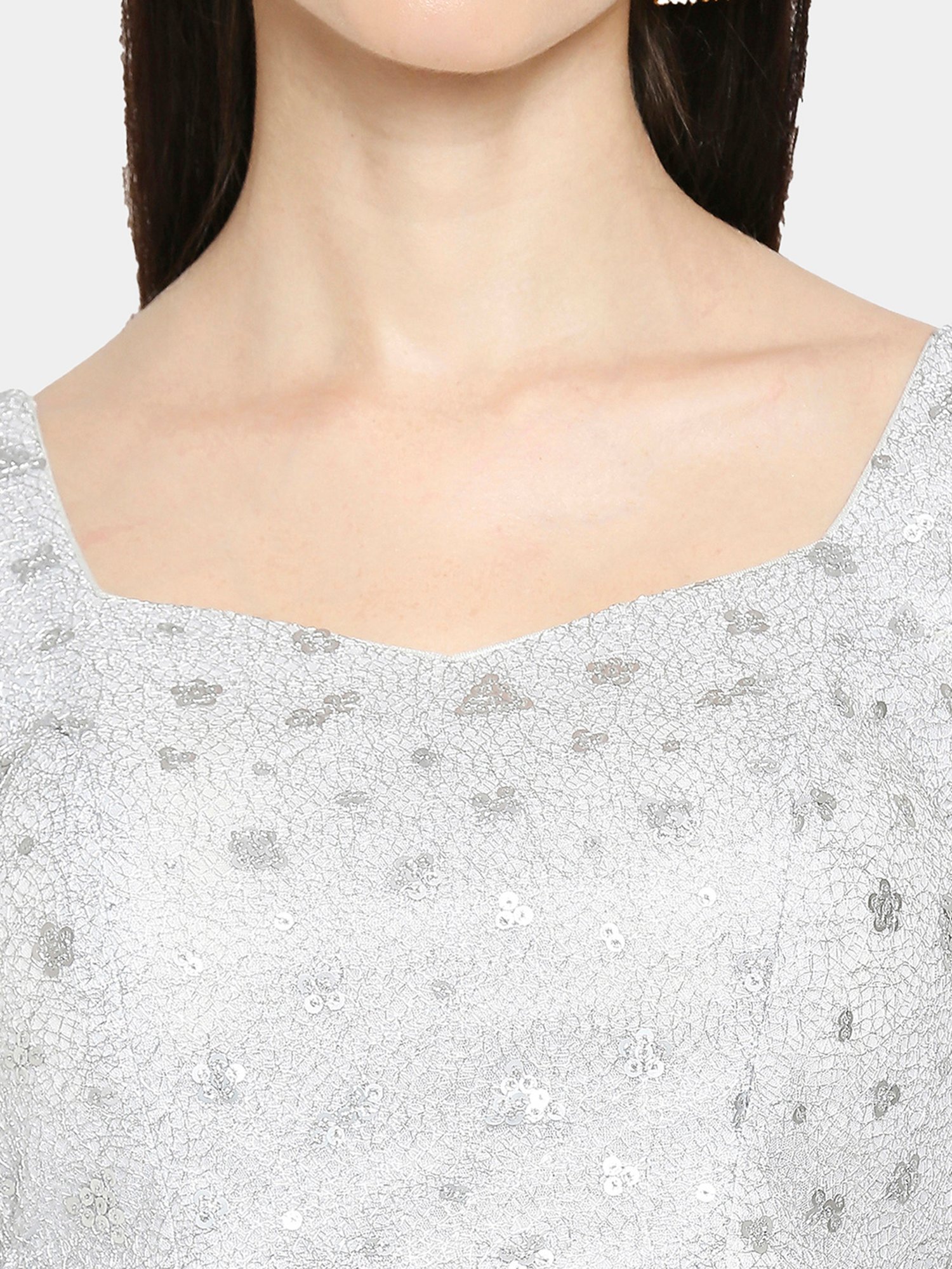 Salwar Studio Silver Embellished Blouse