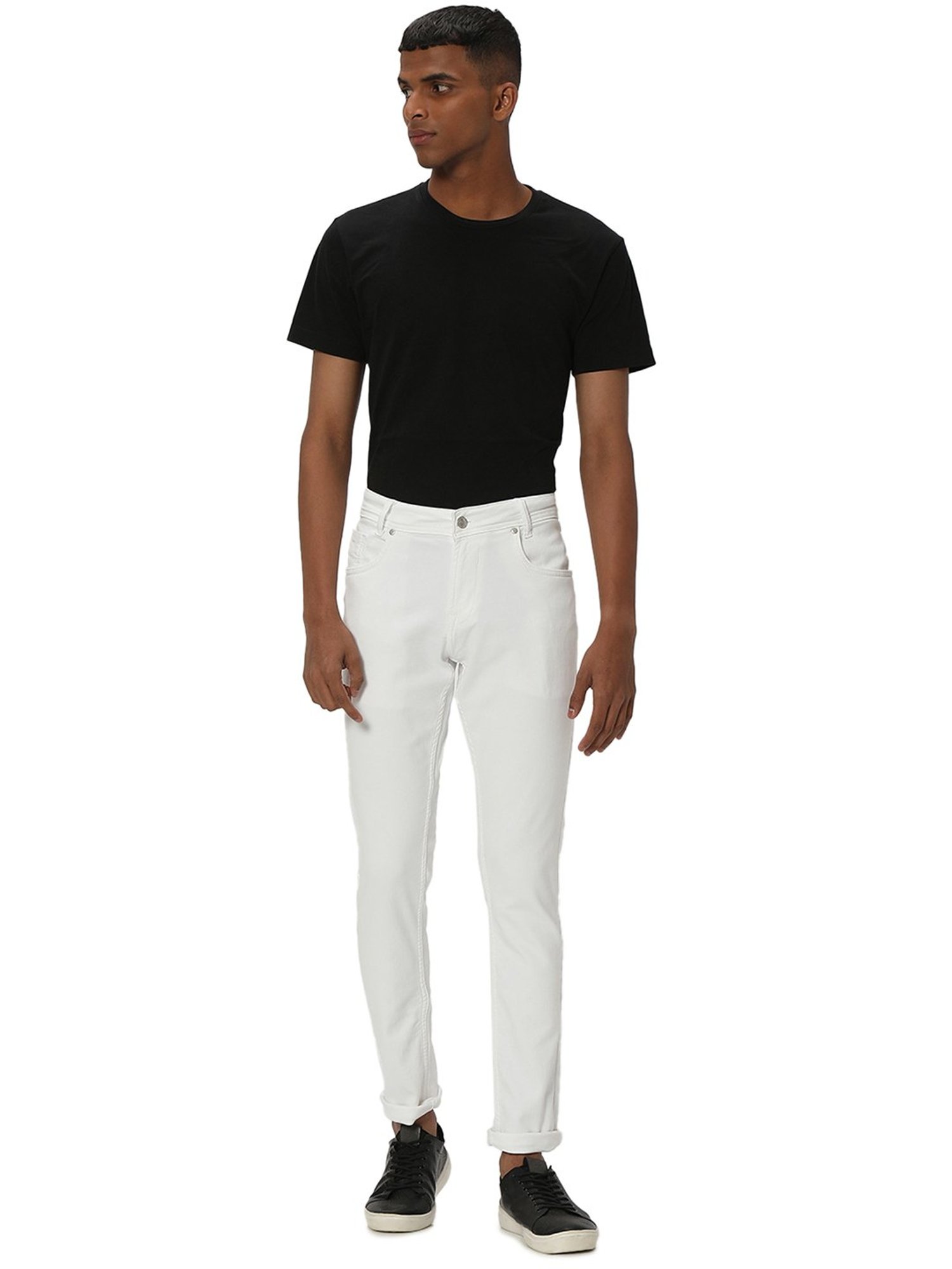 Mufti White Skinny Fit Lightly Washed Jeans