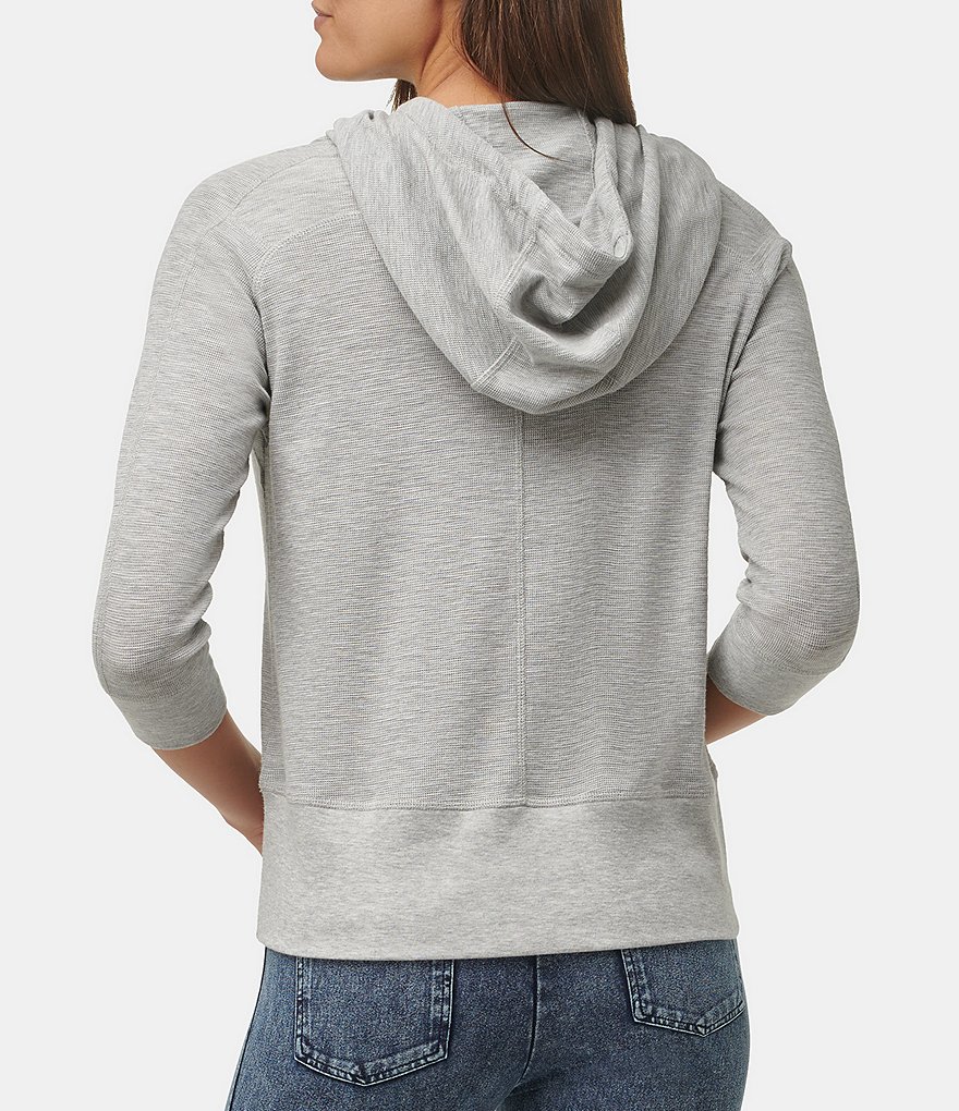 Marc New York Micro Waffle 3/4 Sleeve Funnel Neck Hoodie