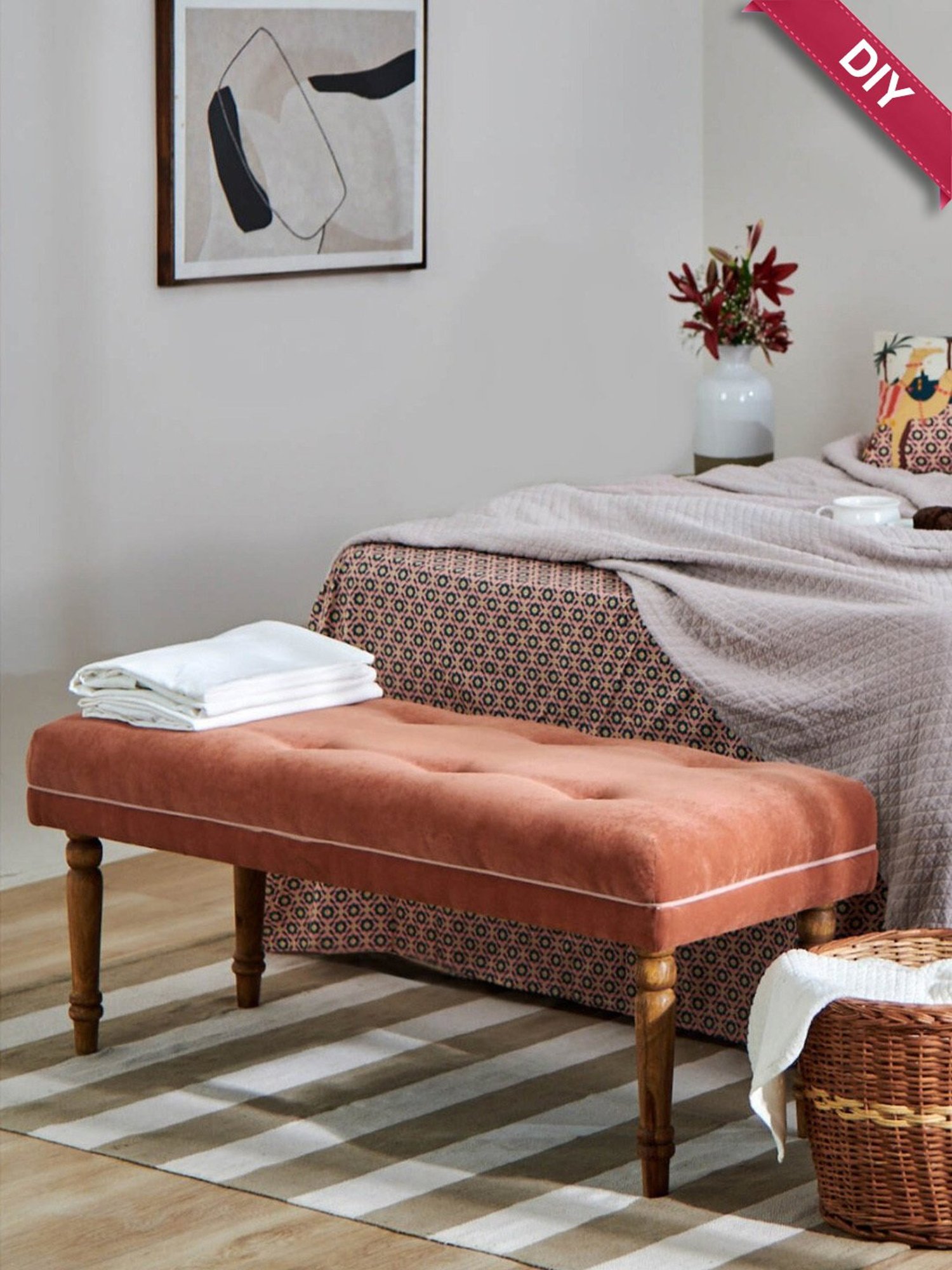 Picardy Vanity Stool Fabric/Antique Pearl - Acme Furniture