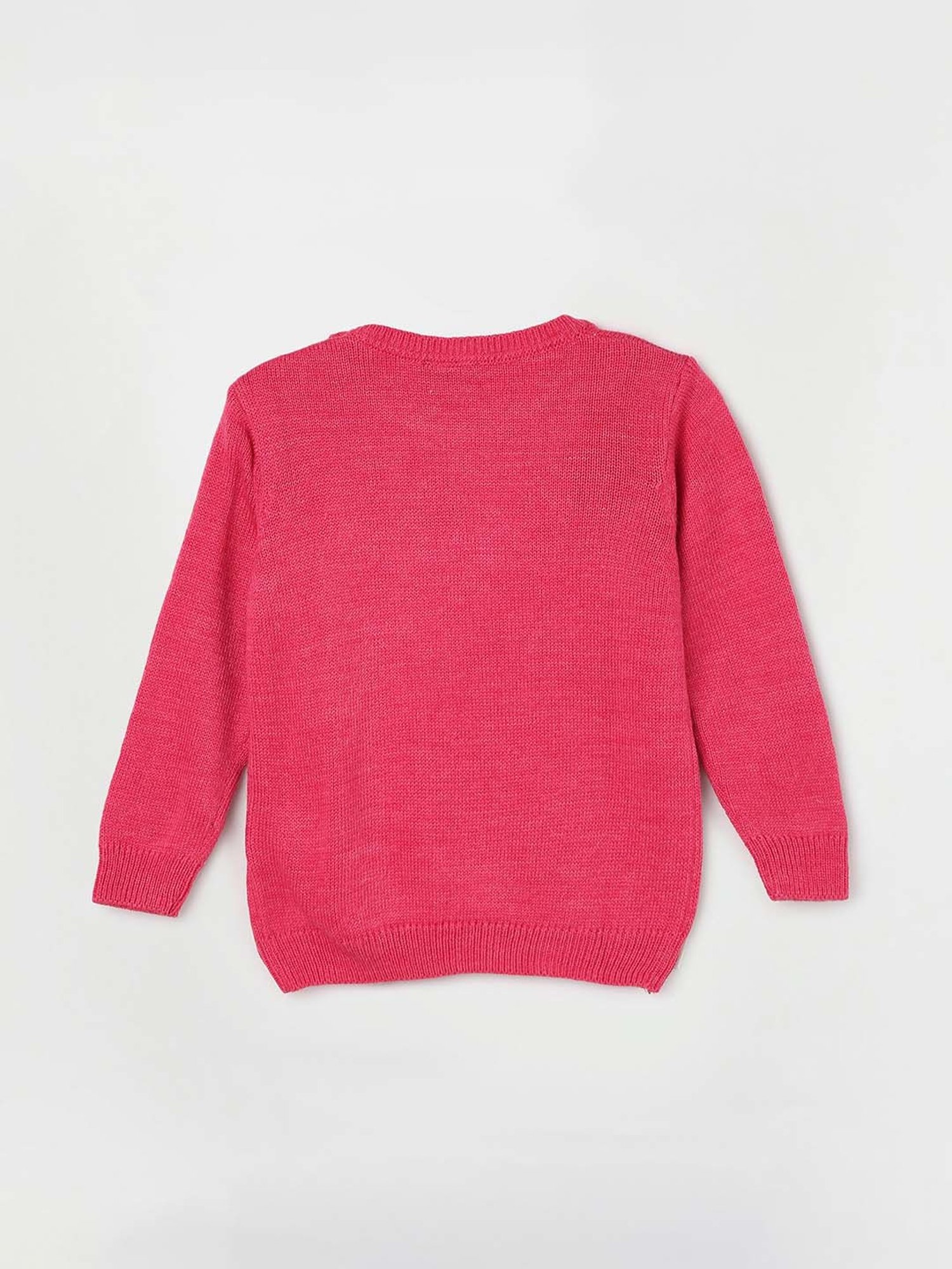 Juniors by Lifestyle Fuchsia Pink Embellished Full Sleeves Sweater