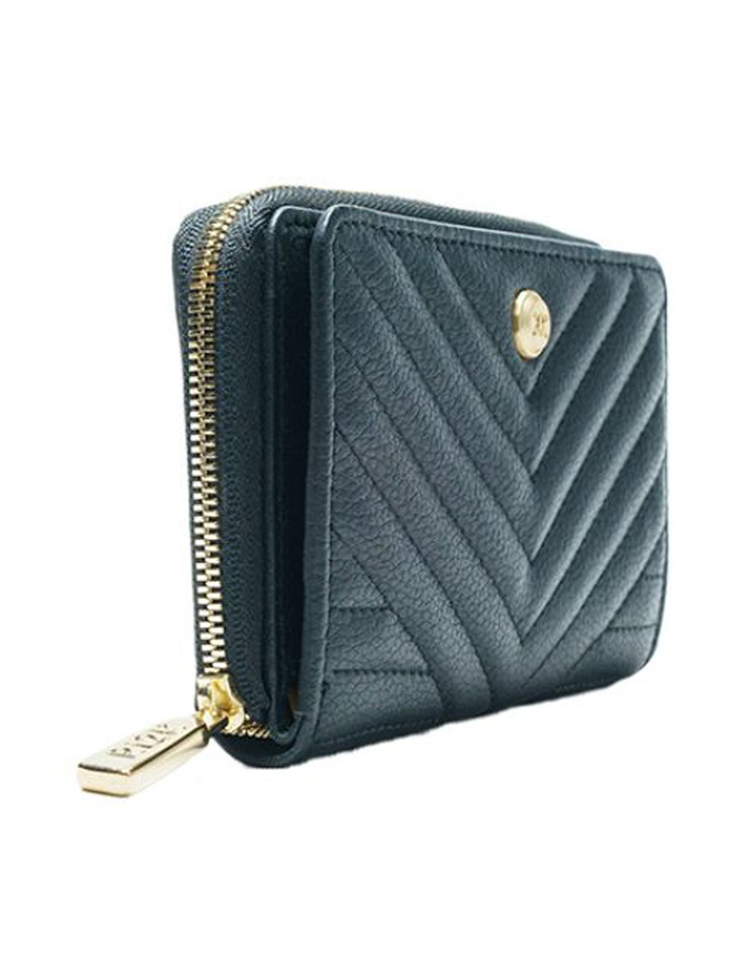 RI2K London Teal Leather Quilted Zip around Wallet