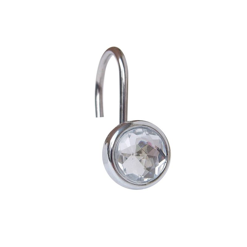 Acrylic Jewel Shower Curtain Hooks Light Silver Set of 12 - Elegant Home Fashions