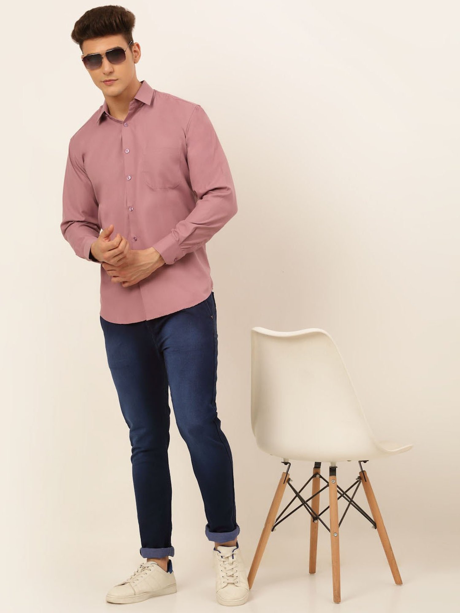 Jainish Magenta Cotton Regular Fit Shirt