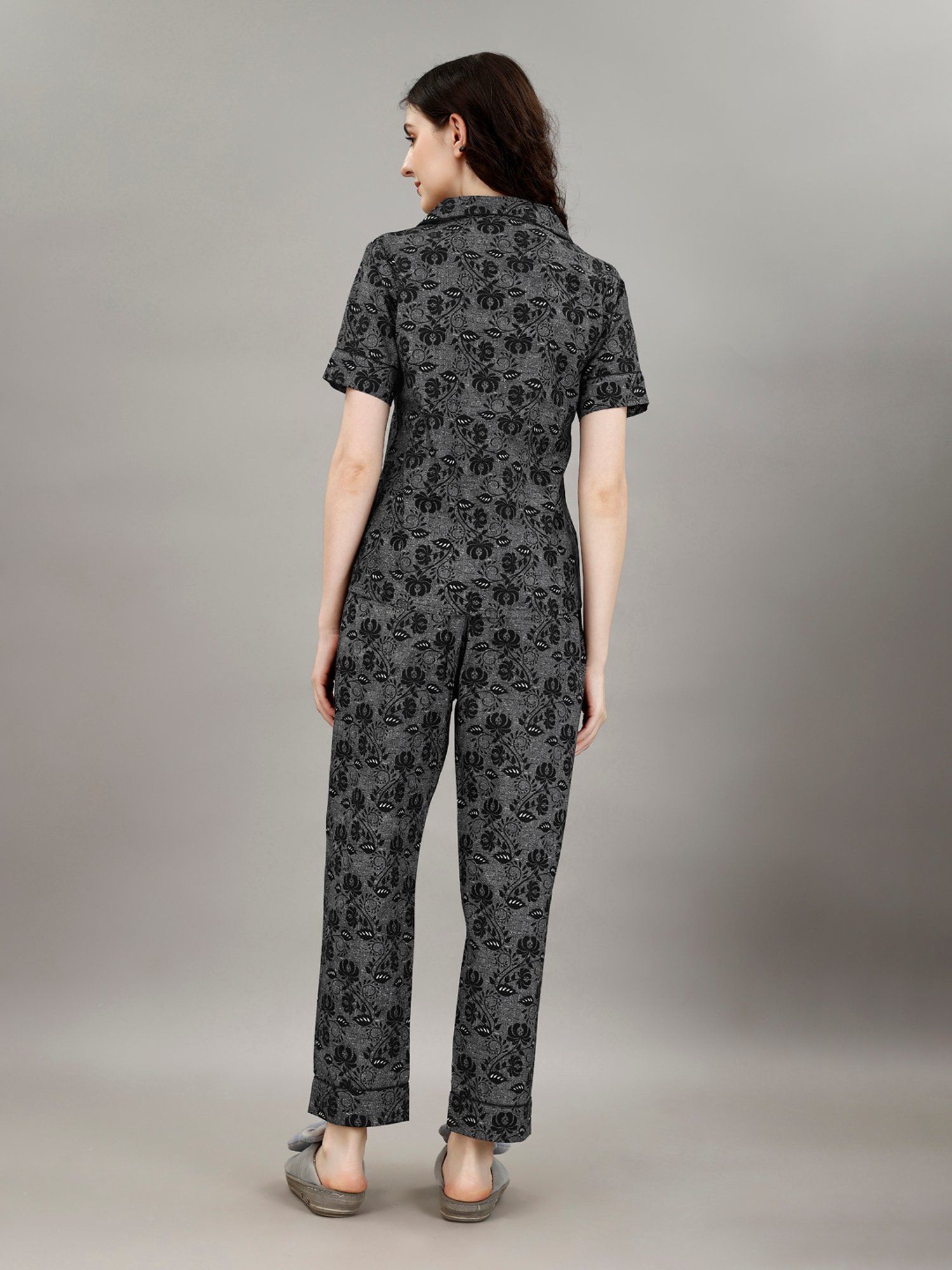 Smarty Pants Black Floral Print Shirt With Pyjamas